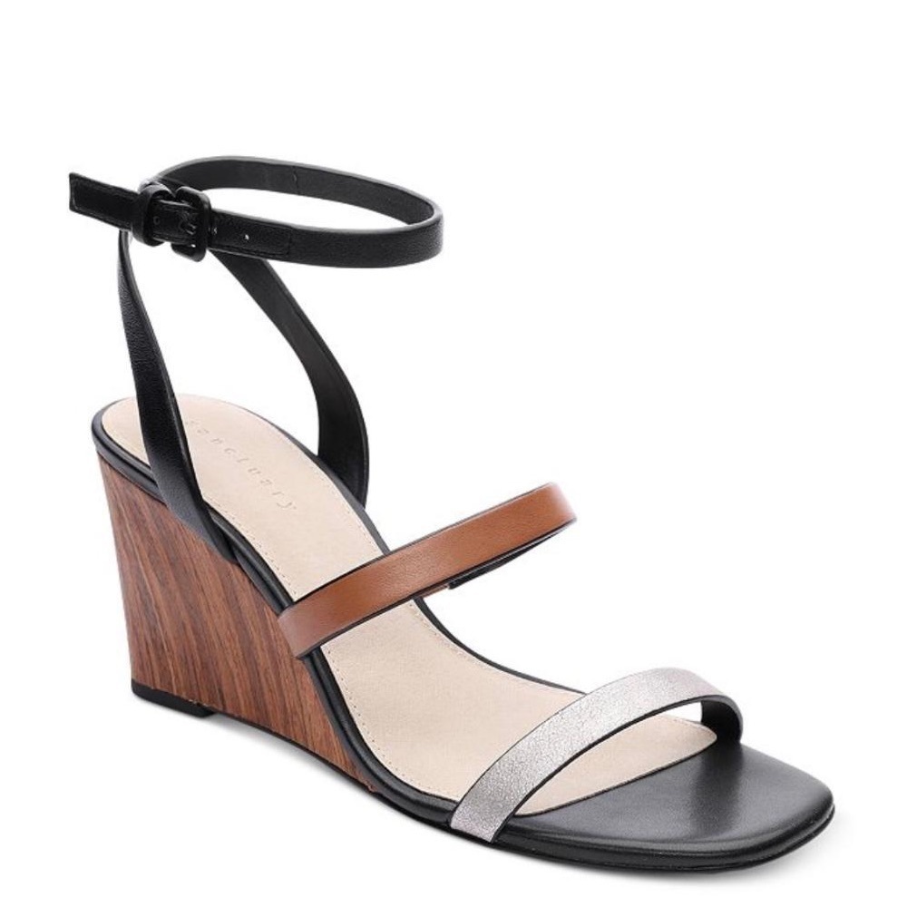 Sanctuary Wink Leather Ankle Strap Wedge Sandals - NWT